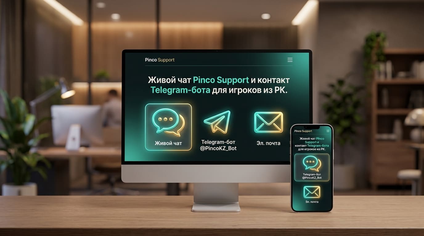 Живой чат Pinco Support и контакт Telegram-бота для игроков из РК